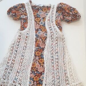 Rare Editions Cream Crochet Vest
